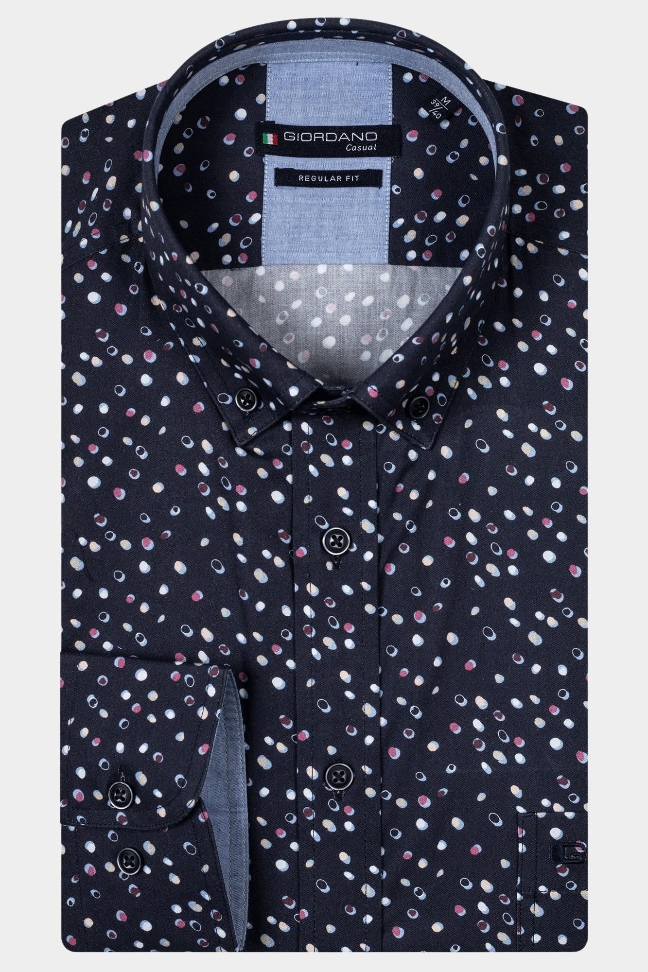 Giordano Casual hemd lange mouw Roze Ivy, LS Button Down Dots Prin 427027/50