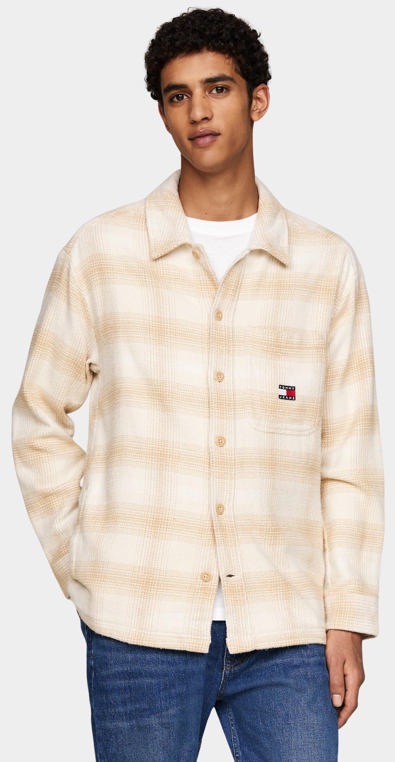 Tommy Jeans Overshirt Beige TJM Badge Check Overshirt DM0DM19657/AB9