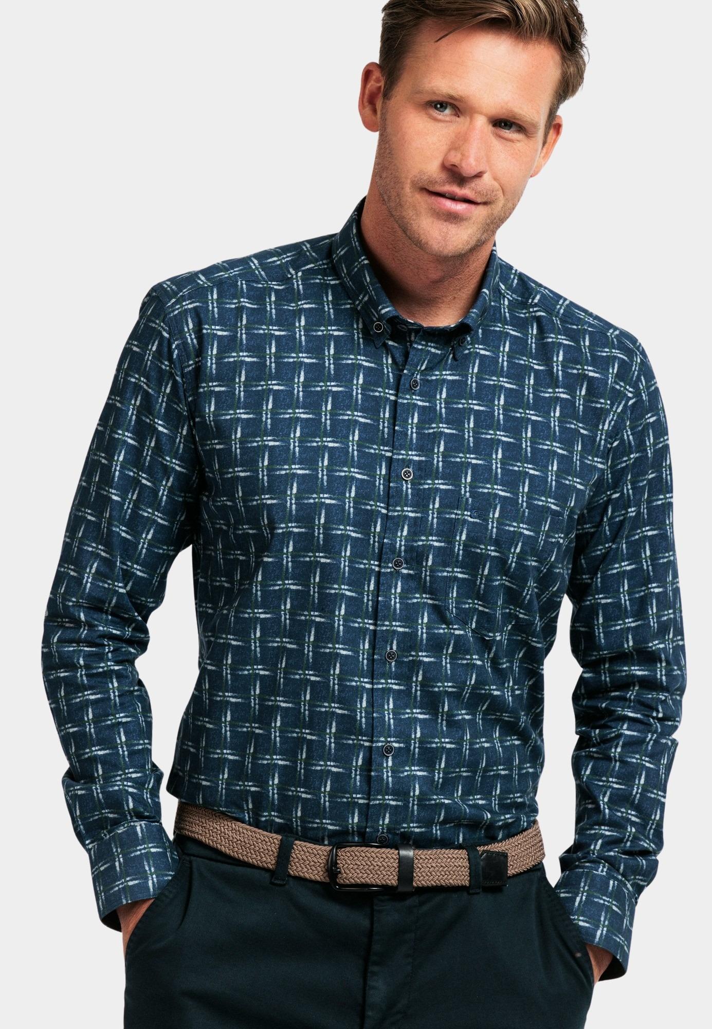 Giordano Casual hemd lange mouw Groen Ivy, LS Button Down  Printed 427310/70