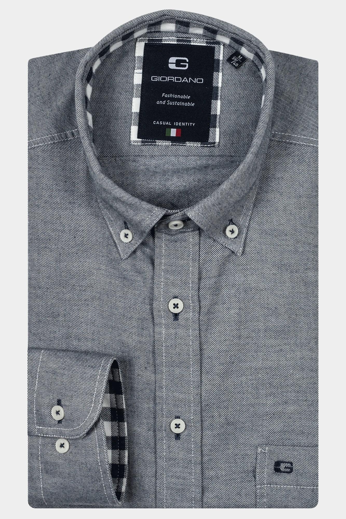 Giordano Casual hemd lange mouw Blauw Brando, LS Button Down  Two-T 427004/60