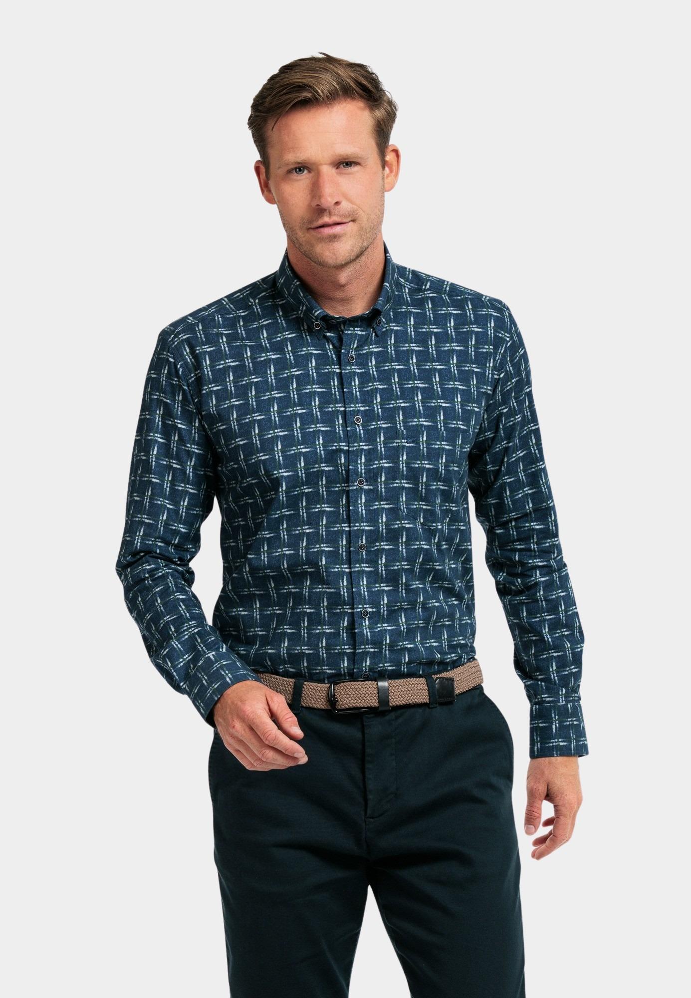 Giordano Casual hemd lange mouw Groen Ivy, LS Button Down  Printed 427310/70