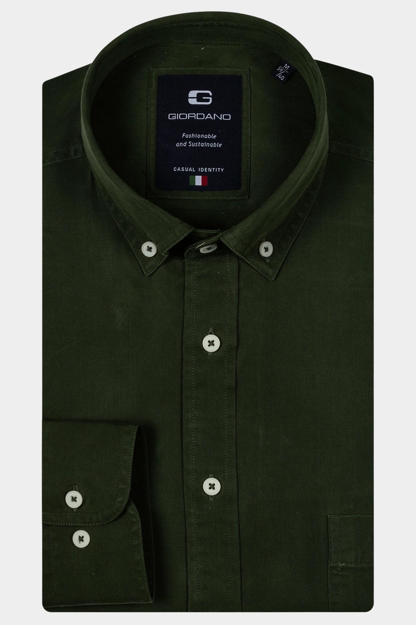 Giordano Casual hemd lange mouw Groen Brando, LS Button Down  Soft 427006/70