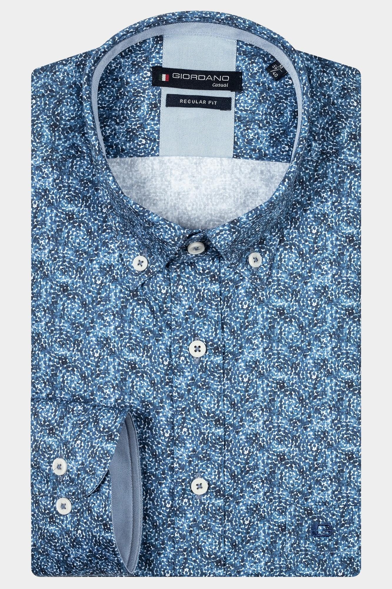 Giordano Casual hemd lange mouw Blauw Ivy, LS Button Down Two Tone 427038/60