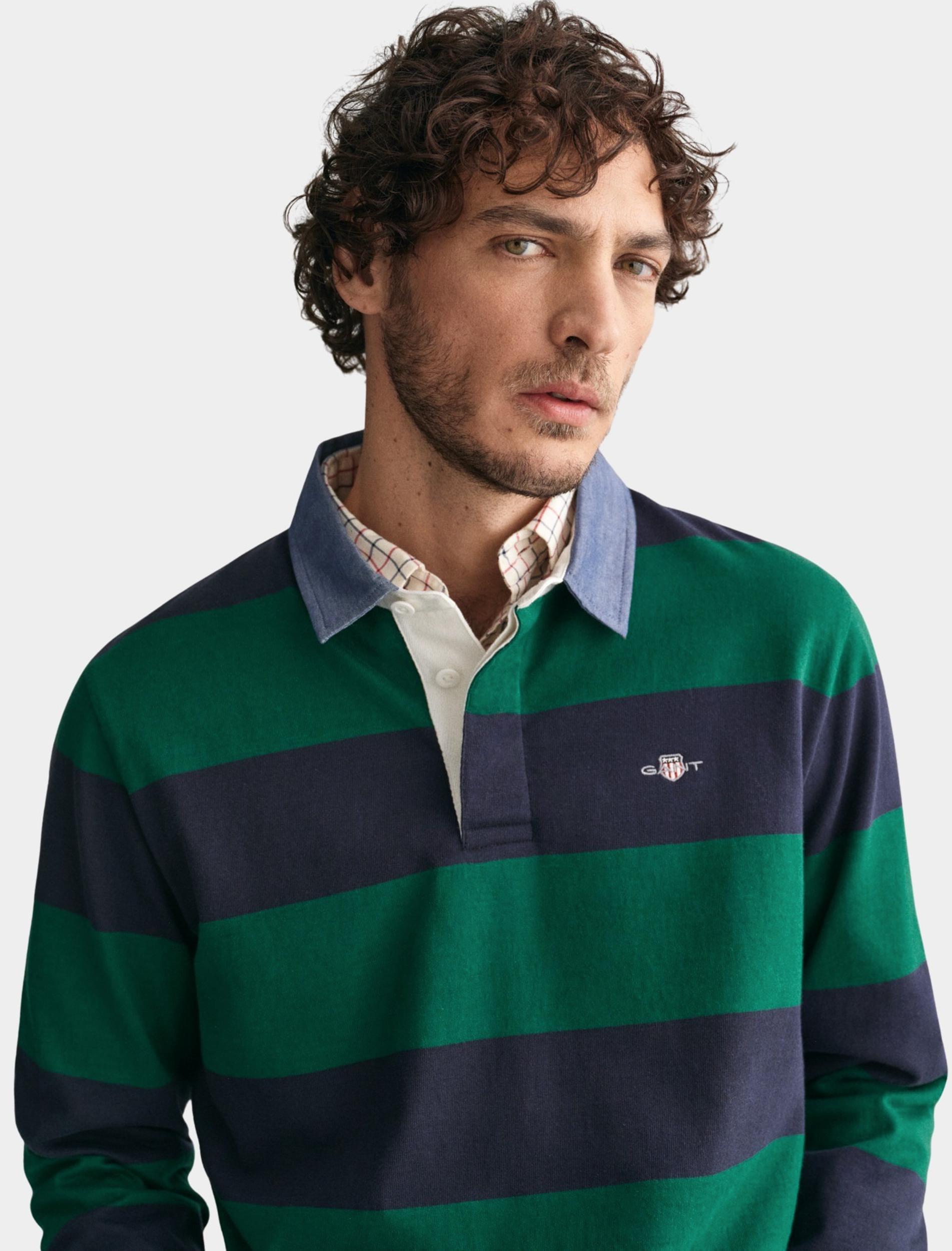 Gant Sweater Groen REG CHAMBRAY STRIPE HEAVY RUG 2004083/373