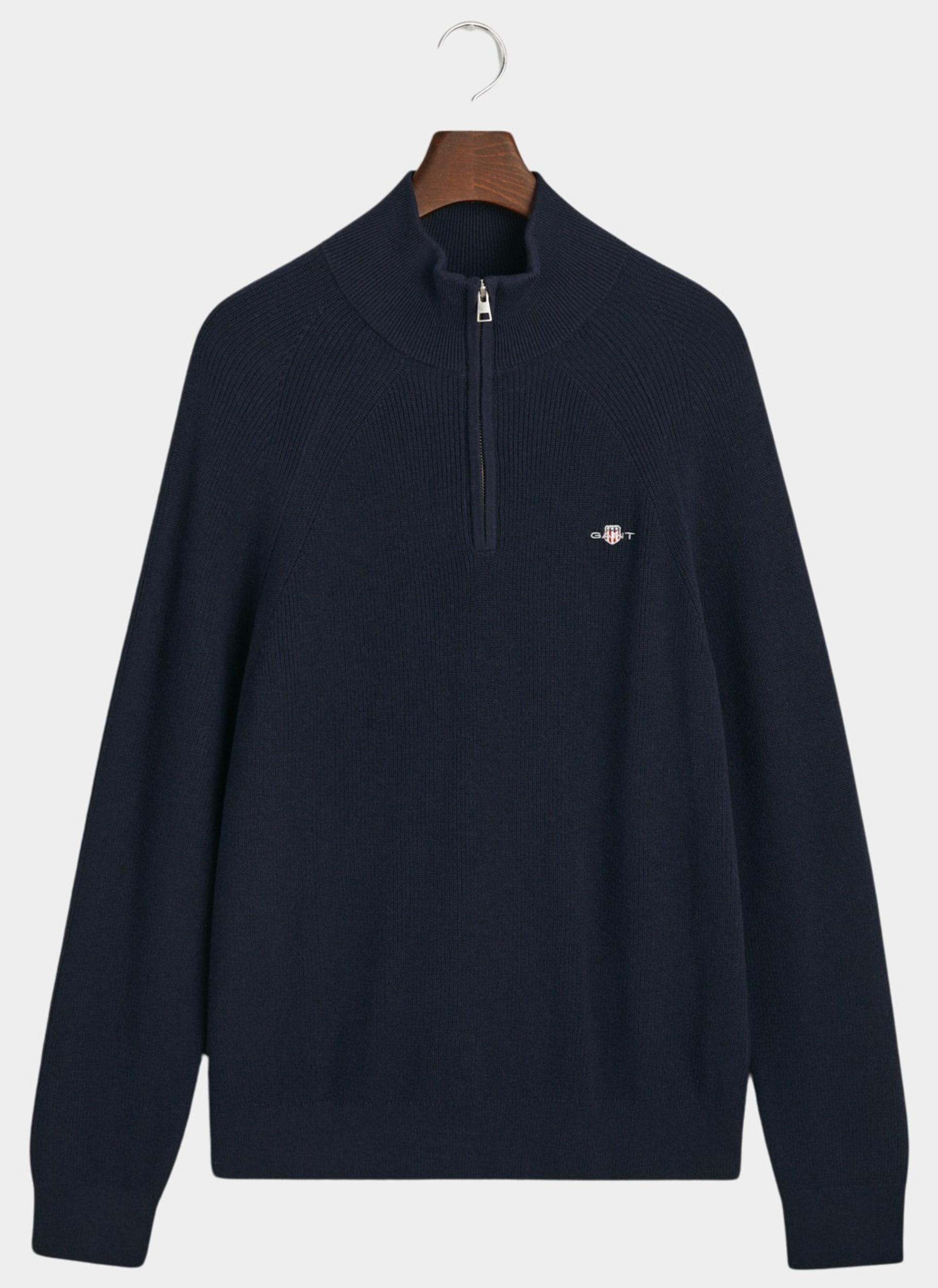 Gant Pullover Blauw Cotton Wool Rib Half Zip 8050212/433