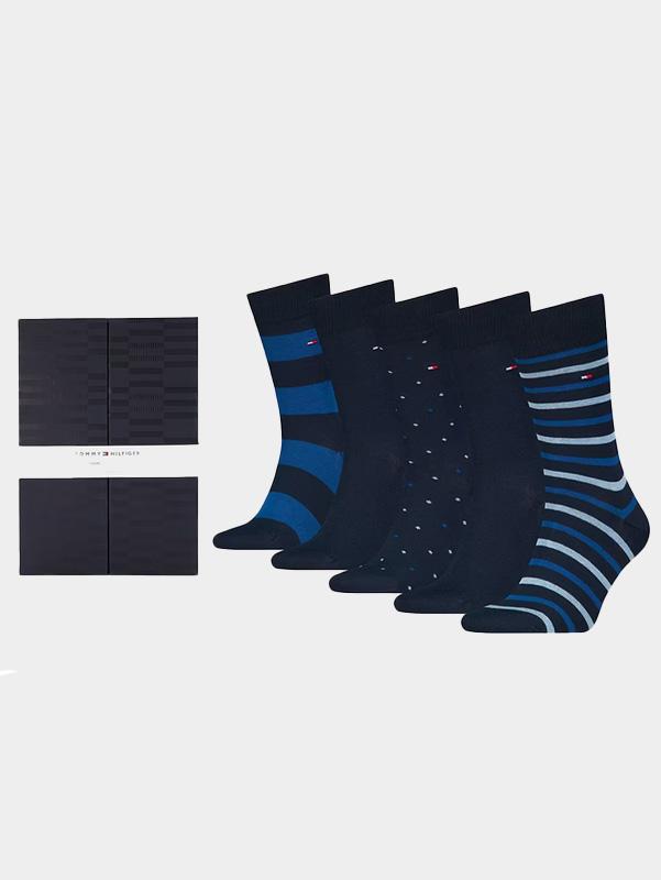 Tommy Hilfiger Cadeaubox Sokken Blauw TH Men Sock 5p Giftbox Stripe 701229782/001