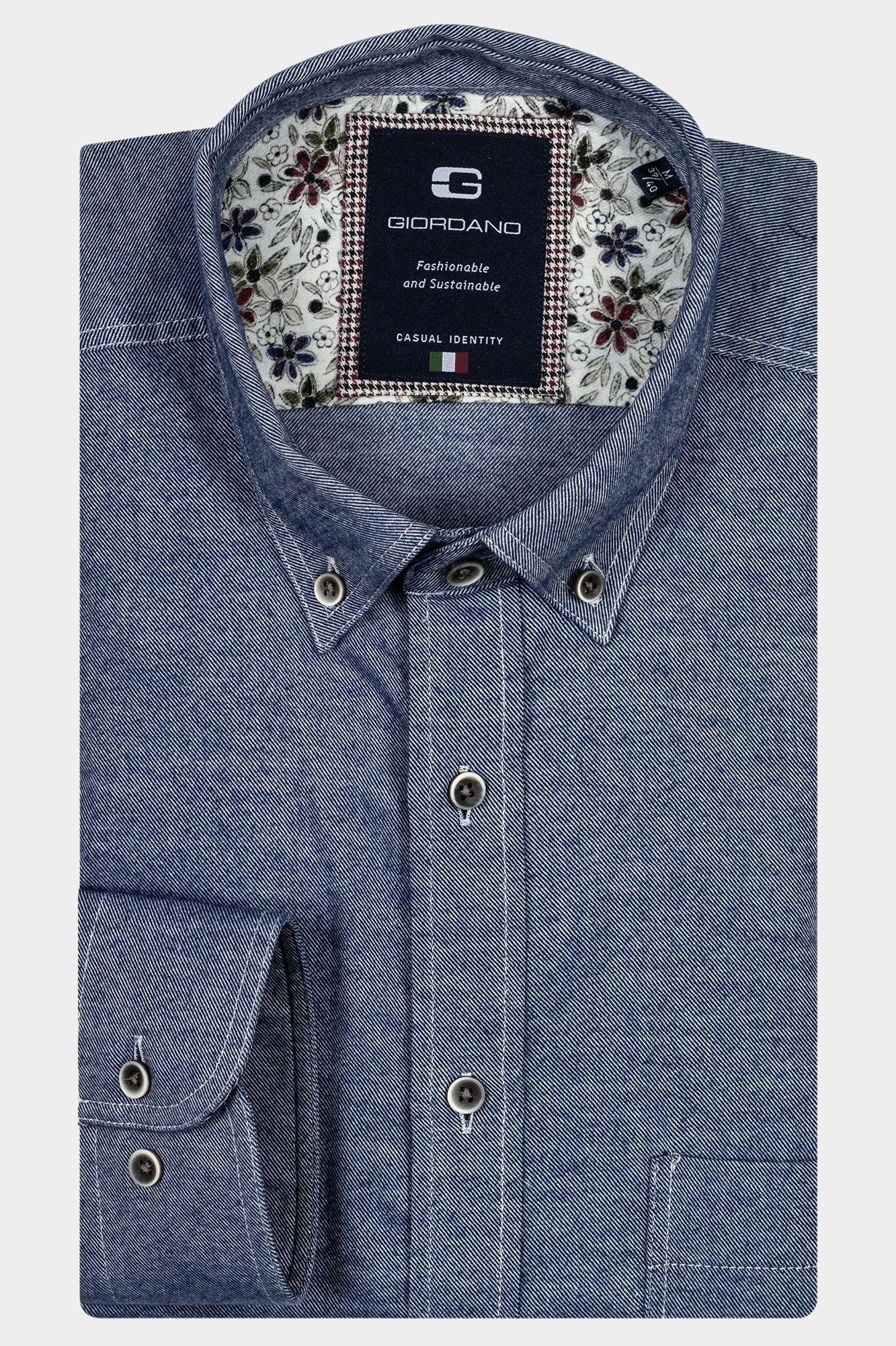 Giordano Casual hemd lange mouw Blauw Brando, LS Button Down  Two-T 427001/63