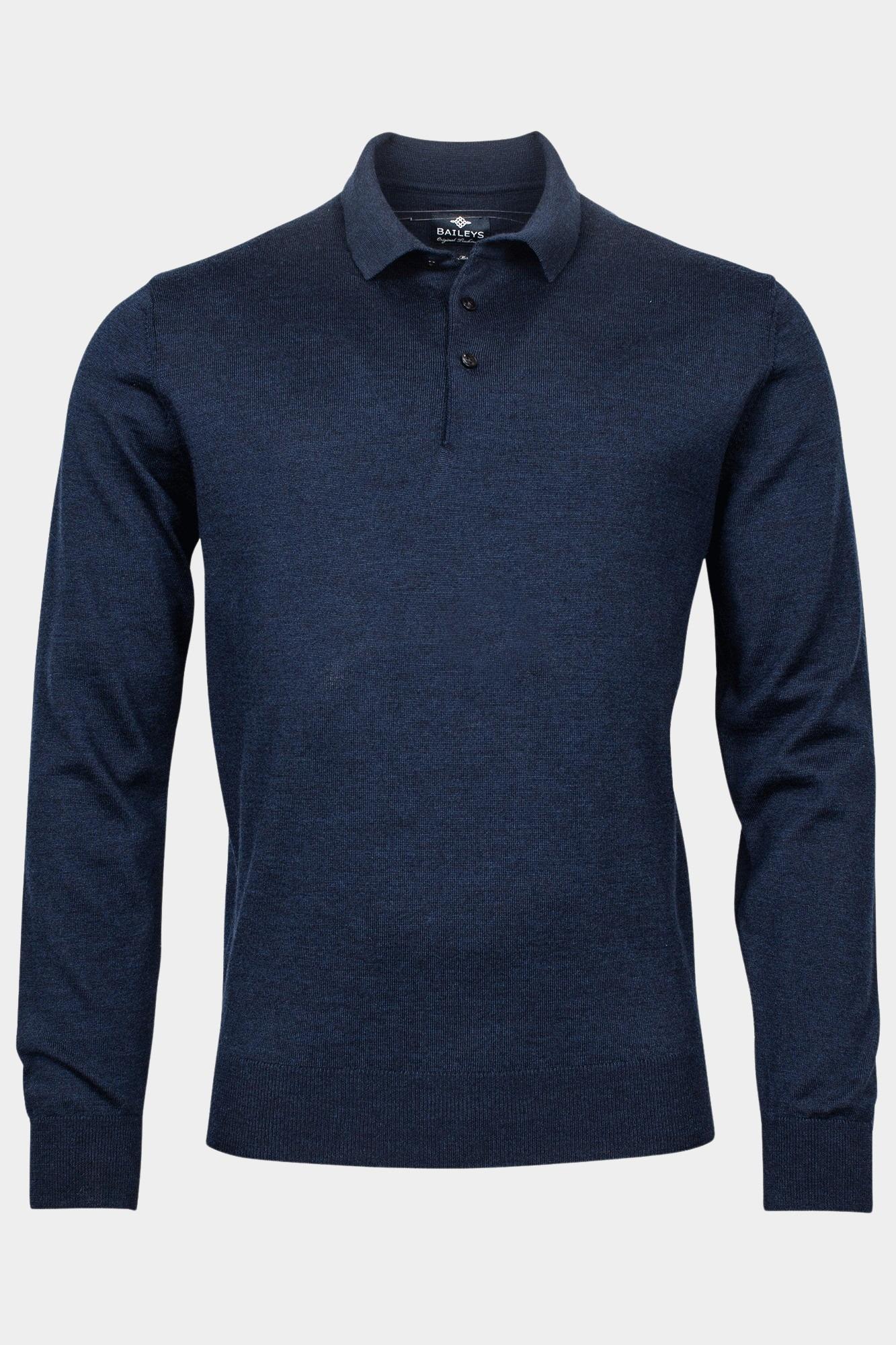 Baileys Polo lange mouw Blauw Pullover Polo collar - placke 420063/67