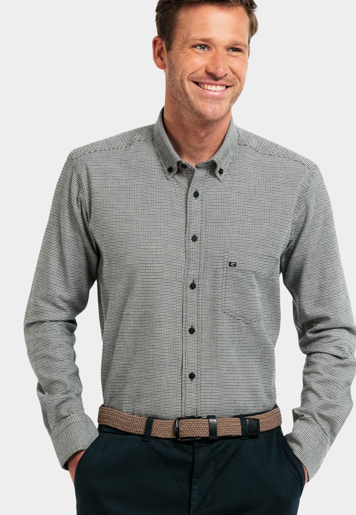 Giordano Casual hemd lange mouw Groen Brando, LS Button Down  Brush 427301/72